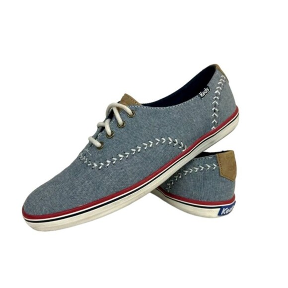 Keds Champion Pennant Sneakers  Womens Size 8  Blue Canvas w Baseball Stitching - Picture 11 of 11